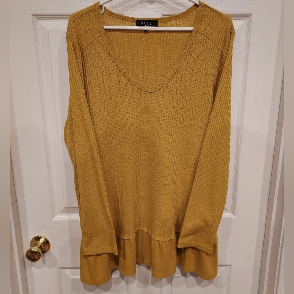 Bleu Women waffle material flowing base Goldenrod Size: 1X